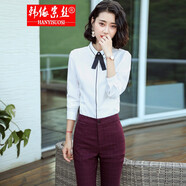 韓依索絲 白色襯衫女長(cháng)袖職業(yè)裝襯衣春秋新款修身打底衫女正裝工作服 白色襯衫 S