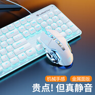 狼途（LANGTU） 游戲有線機械手感鍵盤鼠標套裝（超薄靜音鍵盤 鍵鼠套裝 筆記本電腦辦公鍵盤  ） 白冰藍+機械蛇鼠標白色