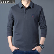 吉普（JEEP）長袖t恤男2025年春秋新款男士商務休閑寬松棉質(zhì)大碼翻領(lǐng)男裝上衣 6129款深灰色 2XL(建議161-175斤)
