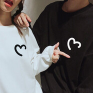 love legend情侶裝衛(wèi)衣秋冬男女同款新款百搭休閑圓領(lǐng)寬松外套學(xué)生班服定制 愛心 白色女 M(建議100-120斤內(nèi)穿)