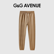 G&G AVENUE國際輕奢潮牌秋冬季褲子男女同款休閑長褲潮流寬松卡其束腳九分褲 卡其束腳 L
