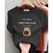 恒源祥2025新款正肩磨毛短袖T恤女時(shí)尚百搭加厚上衣純棉打底衫春秋冬季 棕灰色（字母番茄款 磨毛款） 2XL