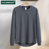 Colombass重磅長(cháng)袖t恤男新疆純棉圓領(lǐng)寬松內搭純色秋季打底衫 鐵灰色-燕尾羅紋 L (建議135-155斤)