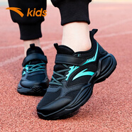 安踏童鞋男童保暖革面運動(dòng)鞋冬季新款兒童休閑跑步鞋大童鞋子旗艦 【春秋網(wǎng)面】5517黑綠-2 38