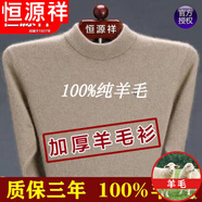恒源祥羊毛絨衫男士100男中年秋冬季常規(guī)款羊毛絨毛衫中老年高 領毛衣 HYX半高 領駝色 170/L 建議120-140斤
