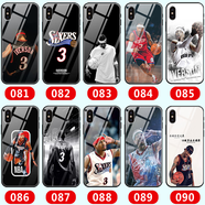 WENYAFF蘋果14/15/16Plus玻璃iPhone17/16/15/14/13/12/11ProMax手機(jī)殼6S/7/8硅膠XR XSMAX防摔SE2/3軟套 艾弗森NBA籃球星 玻璃殼(高清