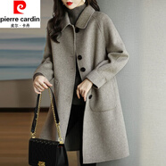 皮爾卡丹（pierre cardin）秋冬季新款雙面毛呢外套女2025新款氣質(zhì)顯瘦中長(cháng)款加厚呢子大衣 灰色 (常規款) XL (115-125斤)