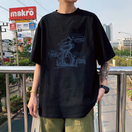 Tim Peake短袖美式高街男款夏季寬松打底t恤衫男潮YXLD101 黑色 L
