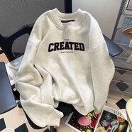 7家優(yōu)品美式衛衣男秋季新款ins街頭風(fēng)潮流印花字母圓領(lǐng)百搭寬松復古上衣 MCWP-B38白灰常規 3XL