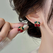 伊燦酒紅色個(gè)性櫻桃耳釘女小眾設計感通勤耳環(huán)2025年新款爆款氣質(zhì)耳飾 酒紅色櫻桃耳釘