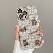 速舞 秋冬款毛絨蘋(píng)果14promax手機殼女款可愛(ài)DIY13小香風(fēng)12/11自帶鏡頭膜全包防摔保護套 【淺灰色】小香風(fēng)蝴蝶結小熊+自帶鏡頭膜 iPhone 11 Pro Max【6.5寸】