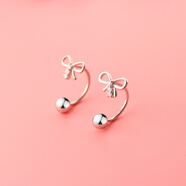 七妹S925銀耳釘女小清新甜美微鑲鏤空蝴蝶結睡覺(jué)免摘耳飾品甜美新潮款 S925銀蝴蝶結螺絲彎鉤耳釘(1對)