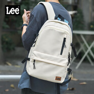 Lee潮流雙肩包男高中大學(xué)生書(shū)包女休閑背包大容量旅行電腦包卡其色