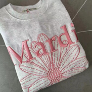 韓國潮牌刺繡Mardi小雛菊衛衣圓領(lǐng)純棉寬松金高銀同款長(cháng)袖上衣 【刺繡】淺灰粉 均碼
