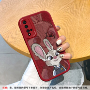 適用華為榮耀20手機殼個(gè)性情侶兔子20pro鏡頭全包x20se青春軟硅膠卡通油畫(huà)男暢玩20皮質(zhì)V 紅色-紅底朱迪Judy 榮耀X20