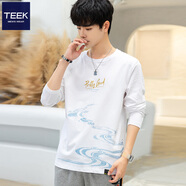 TEEK長袖t恤男上衣服青少年新款秋冬季男裝秋衣 潮流休閑春秋款體恤衫 HE862白色 S
