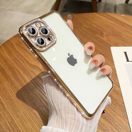 奉希適用apple蘋果15promax手機(jī)殼新款iPhone16pro透明13plus閃粉12硅膠防摔14 【土豪金】璀璨星空+自帶閃粉鏡頭膜+邊框水鉆 iPhone 16 promax