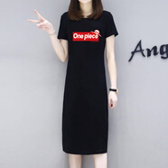 皮爾卡丹純棉休閑減齡t恤裙女高端2025夏季新薄款寬松氣質(zhì)過(guò)膝連衣長(zhǎng)裙 C2-6紅帽子One 6XL 建議185-200斤