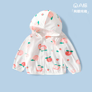 婧麒（JOYNCLEON）寶寶衣夏季裝薄款透氣純棉嬰兒空調(diào)衫男女兒童服冰絲外套 蜜桃果果 80cm