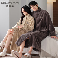 迪萊芬情侶睡袍女冬季珊瑚絨加厚長(cháng)款浴袍睡衣秋冬保暖法蘭絨家居服浴袍 MZD-2964男【單套價(jià)】 L 碼