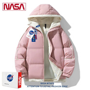 NASA RHUDE秋冬季外套男士棉服羽冬季潮流棉襖子加厚絨面包服男冬季衣服棉衣 粉色 L (130-150斤)