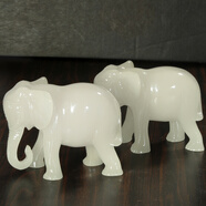 上善好大象擺件一對(duì)吸水大象創(chuàng)意小象工藝禮品客廳辦公室桌面家居裝飾品 吸水+勾鼻【白玉色】+中號(hào)一對(duì)