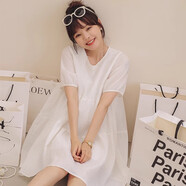米度麗【清倉】米度麗孕婦裝夏裝連衣裙夏季泡泡袖娃娃裙夏款上衣 70055 白色 M