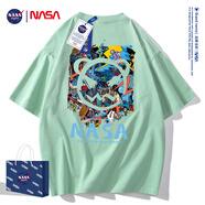 NASA GISS短袖t恤男純棉夏季潮流男裝圓領半袖男女學生情侶上衣寬松體恤衫 NS8099淺綠 S 建議90-115斤