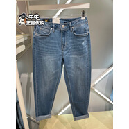 Lee女裝2024春夏藍(lán)色高腰小直腳牛仔褲LWB100413100077-A05038 藍(lán)色 （褲長L26） 26