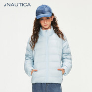 NAUTICA諾帝卡童裝 男童女童輕薄款羽絨服秋冬季兒童打底基本款 淺藍色 140cm