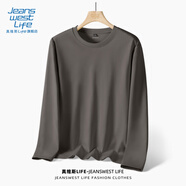 JEANSWEST LIFE真維斯長(cháng)袖t恤男潮春秋純棉白色打底衫學(xué)生寬松圓領(lǐng)純色內搭上衣