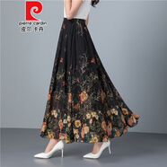 皮爾卡丹女裝垂感裙子半身長(cháng)裙雪紡女夏中年花色中長(cháng)款廣場(chǎng)跳舞裙大擺 綻放定位花 L