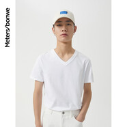 美特斯邦威t恤男女2025夏季新款純色百搭純棉短袖情侶裝男士打底衫 亮白色 2XL 185 104B