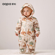 aqpa【95白鴨絨&三防】嬰幼兒帶帽連體服寶寶白鴨絨連帽保暖哈衣 碰碰車 80cm