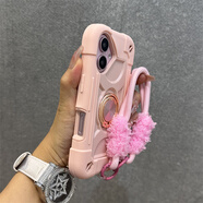 粉童刑天鎧甲手機(jī)殼召喚器 適用蘋(píng)果16手機(jī)殼黑色雙指環(huán)iphone16p 【玫瑰金】+粉色半毛絨手繩 iPhone 16