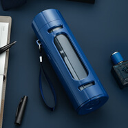 奈迅大容量玻璃杯男女便攜防摔隨手水杯子商務(wù)雙層隔熱塑玻泡茶杯 藍色（升級款） 600ml