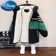 迪士尼（Disney）男童外套加絨加厚棉襖2025秋冬新款兒童中大童中長款風衣外套棉服 綠色外套薄款 160 建議身高150厘米