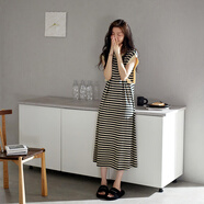 悅內睡裙女士睡衣夏季純棉無(wú)袖背心長(cháng)款家居服夏款大碼條紋休閑可外穿 23141波浪紋 3XL (180) 【體重160-180斤】