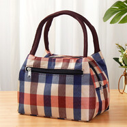 暢印防潑水牛津布女包多功能媽媽手提小布包便當包飯盒袋休閑帆布包 方格  小號