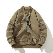 蘭威費雷夾克男美式復古飛行員外套男女同款潮牌秋冬季寬松棒球服夾克 軍綠色 L