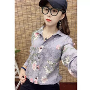 Lauaird 歐洲站2022春裝新款長袖棉麻襯衫女寬松顯瘦復(fù)古襯衣打底衫上衣潮 灰藍(lán)色 3XL 建議【150-170斤】