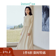 茵曼（INMAN）2025秋冬女裝新款燈芯絨連衣裙新品長(zhǎng)袖休閑針織禮服中長(zhǎng)裙子 淡香杏-18348727 L