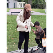 妍莉芬（yanlifen）羽絨棉服女裝2025年冬季新款女士棉衣外套高檔衣服加厚面包服棉襖 白色 L（建議：108-118斤）