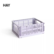 HAY丹麥HAY Colour Crate可折疊桌面收納筐莫蘭迪色系北歐簡約收納籃 34.5*26.5*14cm 薰衣草紫-M