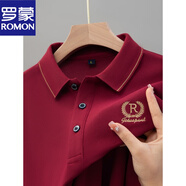 羅蒙（ROMON）高端冰絲夏季刺繡POLO保羅衫男士商務(wù)休閑短袖t恤男翻領(lǐng)大碼上衣 R酒紅【主圖款】 M 48【建議-125斤】