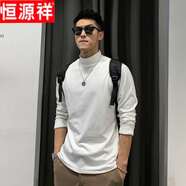 恒源祥（hengyuanxiang）半高領(lǐng)長(cháng)袖德絨打底衫男冬純色修身保暖上衣內搭中領(lǐng)i雙面絨體恤 白色【一件】 4XL