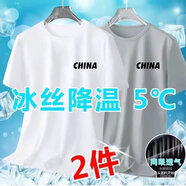 嘉曄速干網眼冰絲t恤短袖男夏季薄款透氣圓領寬松T恤半袖體恤衫上衣 2件裝【白色+淺灰色】冰絲T恤 2XL【130-145斤】
