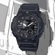 卡西歐（CASIO）日本運(yùn)動100米防水防水學(xué)生男表AEQ-100W-1A/1B AEQ-110W 電子表 AEQ-100W-1B 【附加貼膜】