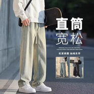 柏斐荻（BYPHYTEE）棉質(zhì)牛仔褲男士秋季潮牌寬松直筒闊腿褲美式高街百搭休閑長褲 黃色 3XL