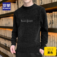羅蒙（ROMON）雪尼爾圓領(lǐng)毛衣男秋冬款加絨加厚潮流軟糯線(xiàn)衣男寬松基本款針織衫 1013黑色 XL